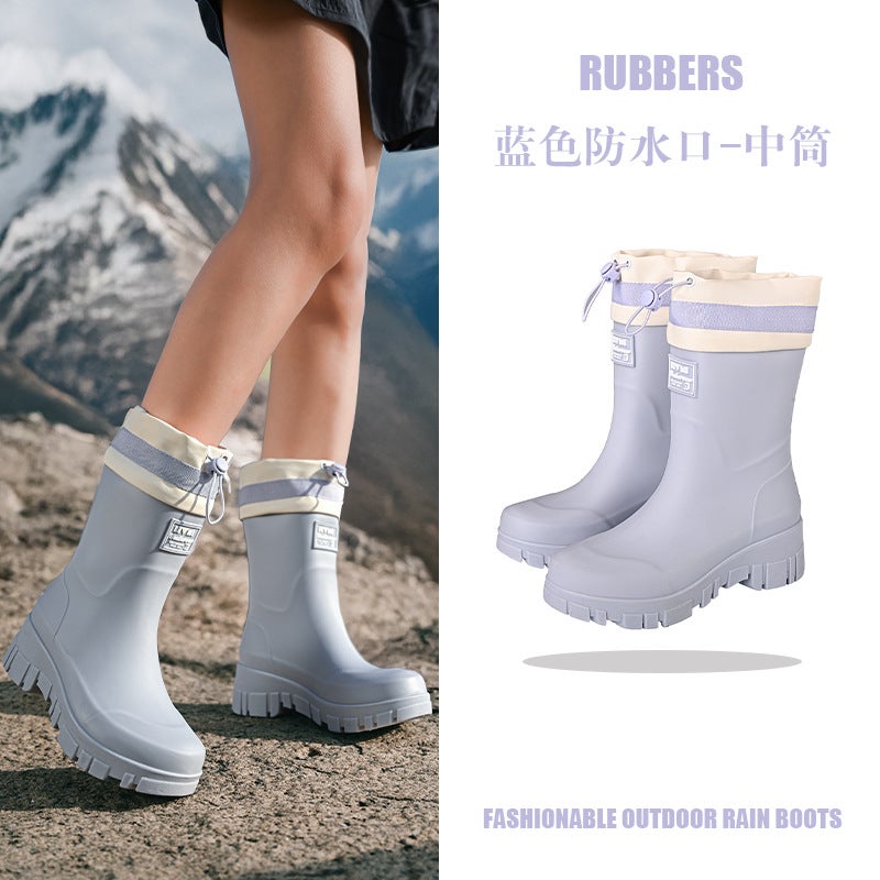Fashion High-Heeled Rain Shoes Women'S Non-Slip Water Shoes Outfit Waterproof Water Boots Adult Rain Boots Rubber Shoes Thickened Warm - Image 1